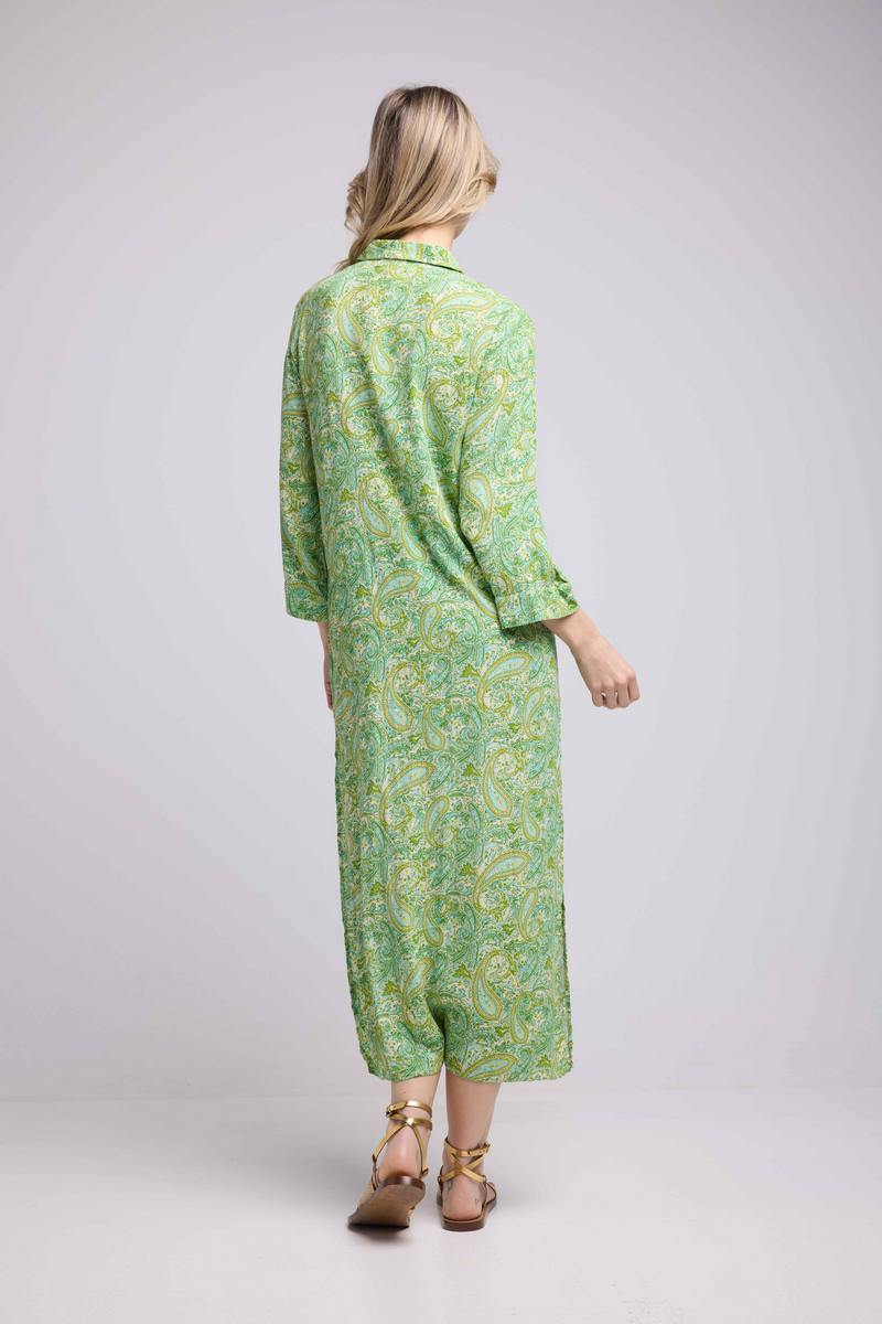 Long Sleeve Long Dress - Green
