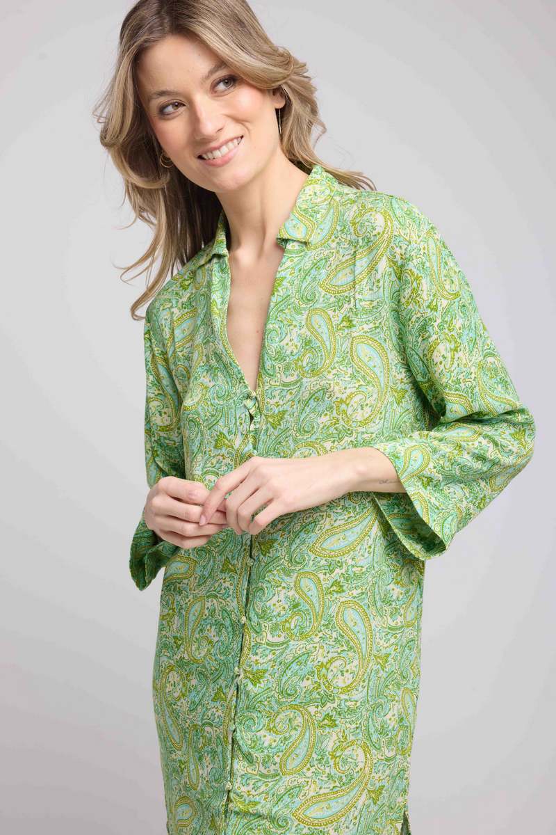 Long Sleeve Long Dress - Green