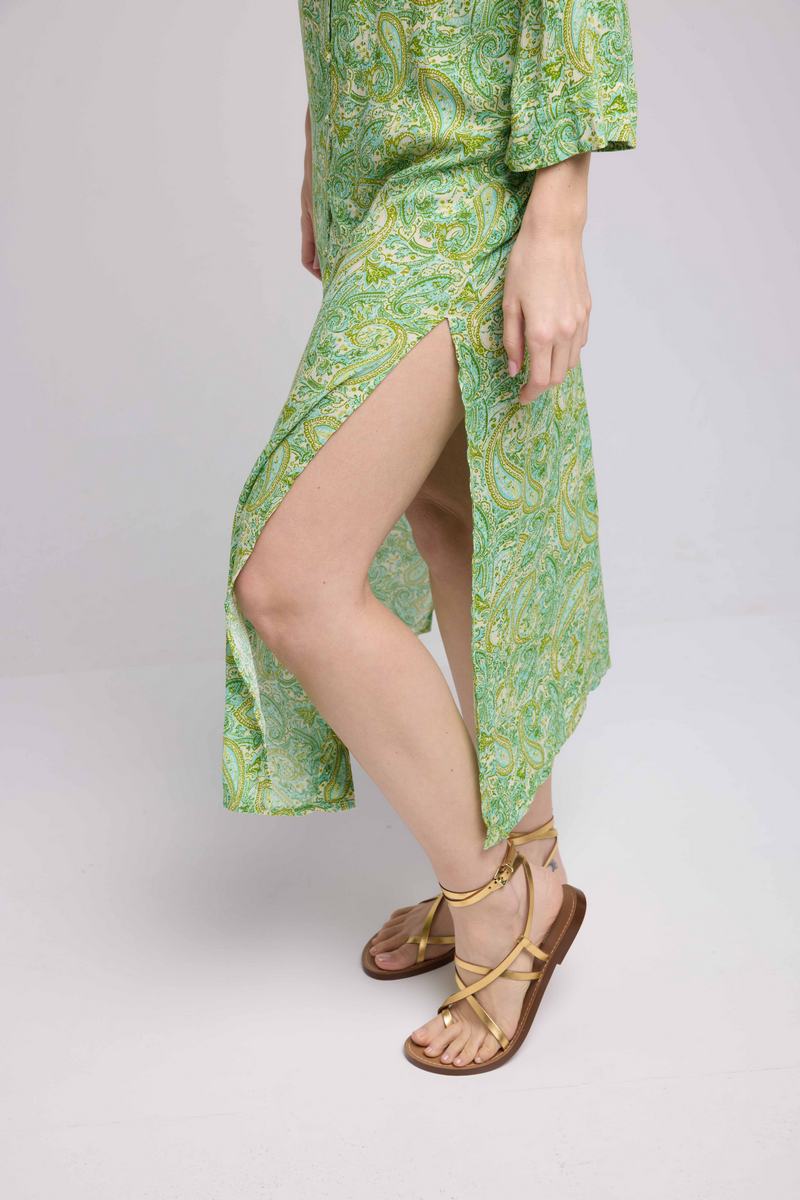 Long Sleeve Long Dress - Green