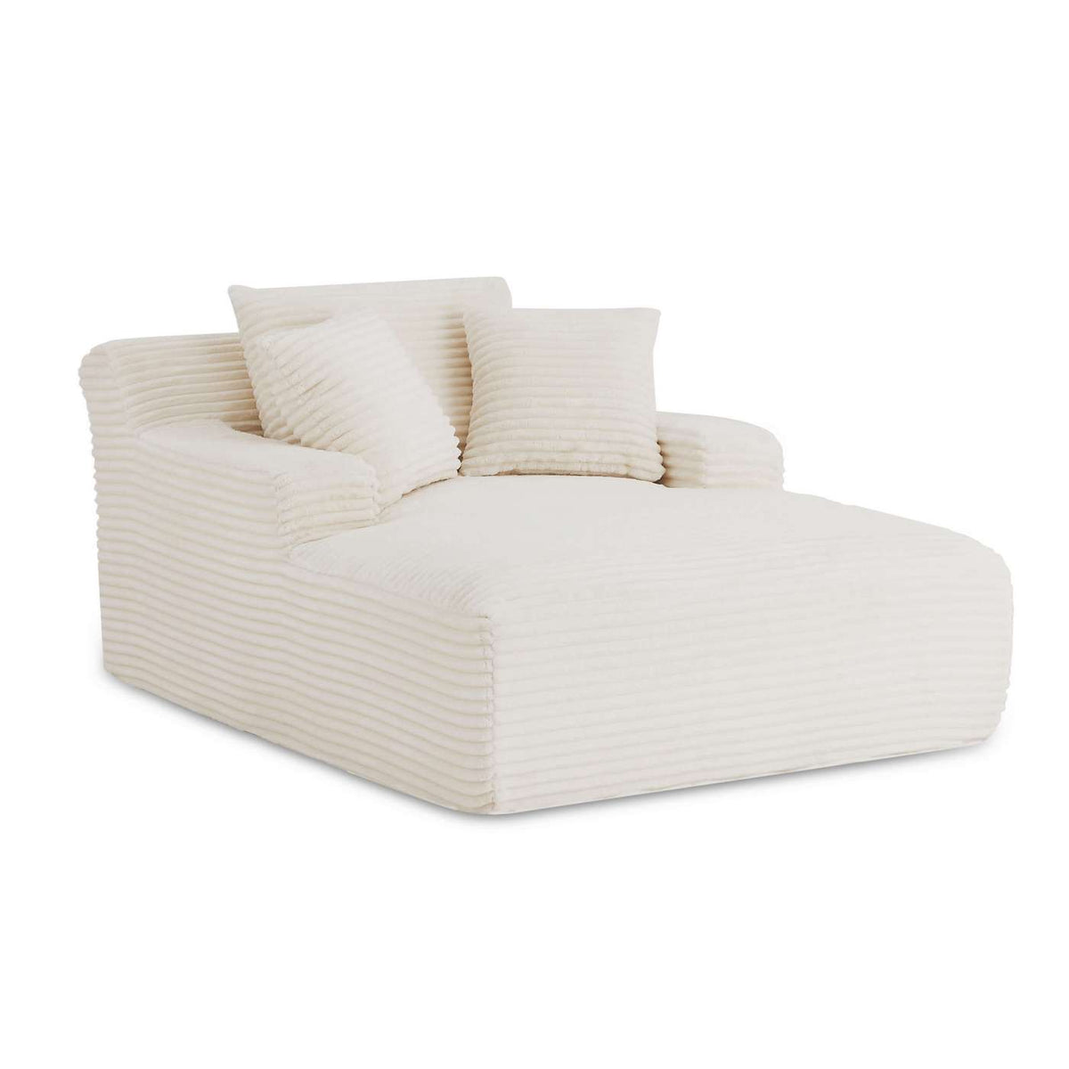 Kenedy - Divano lineare profondo fisso e compresso a 1 posto - Velluto a coste - Beige