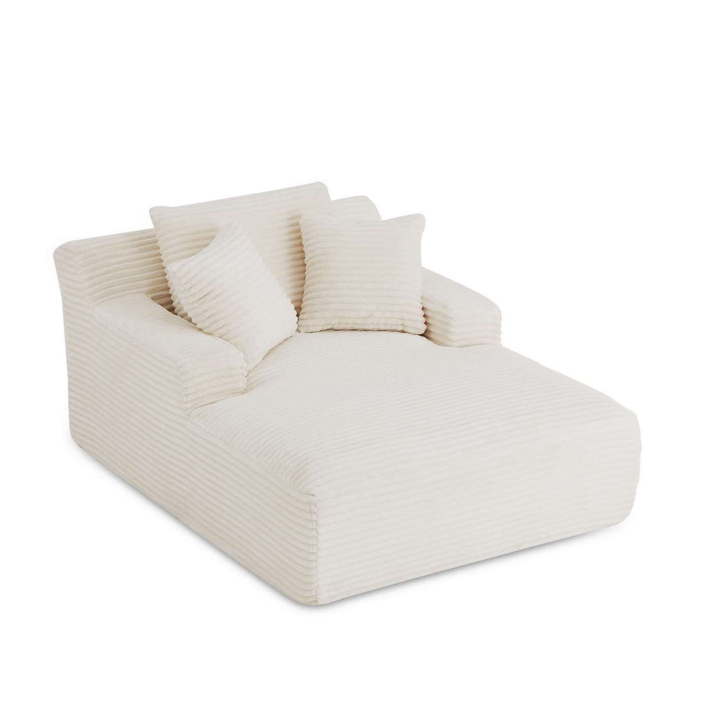 Kenedy - Divano lineare profondo fisso e compresso a 1 posto - Velluto a coste - Beige