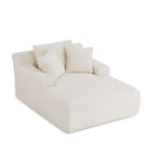 Kenedy - Divano lineare profondo fisso e compresso a 1 posto - Velluto a coste - Beige