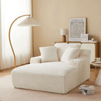 Kenedy - Divano lineare profondo fisso e compresso a 1 posto - Velluto a coste - Beige