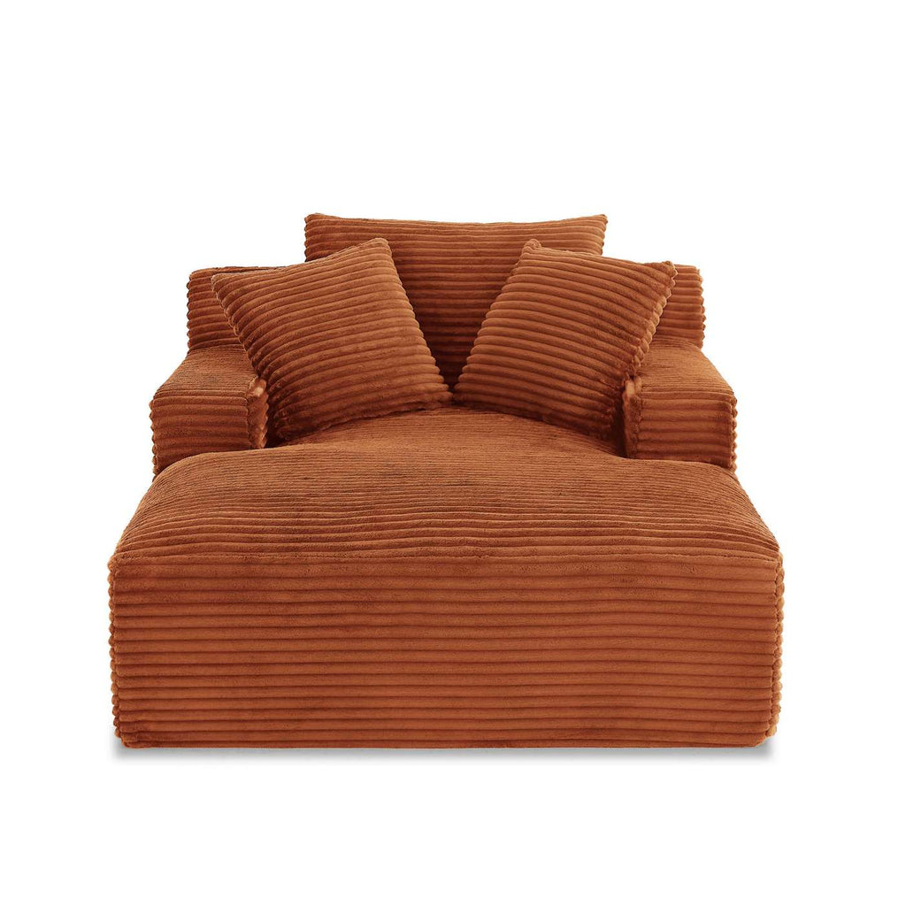 Kenedy - Divano lineare profondo, fisso e compresso a 1 posto - Velluto a coste - Terracotta