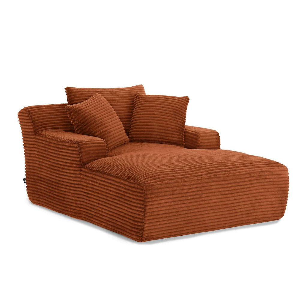 Kenedy - Divano lineare profondo, fisso e compresso a 1 posto - Velluto a coste - Terracotta