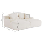 Kenedy - Divano lineare profondo, fisso e compresso, a 3 posti - Velluto a coste - Beige