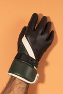 Gants Kenny Cuir Doublés Alpaga - Noir Tactile/Porcelaine/British - Homme