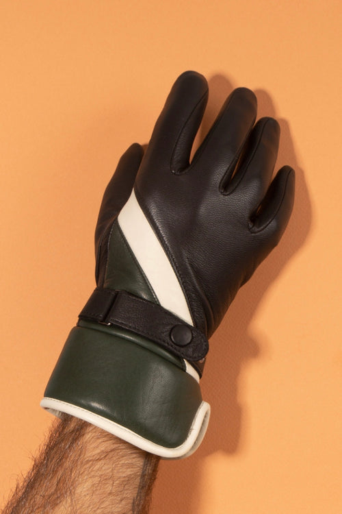 Gants Kenny Cuir Doublés Alpaga - Noir Tactile/Porcelaine/British - Homme