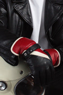 Gants Kenny Cuir Doublés Alpaga - Noir Tactile/Porcelaine/Cardinal - Homme