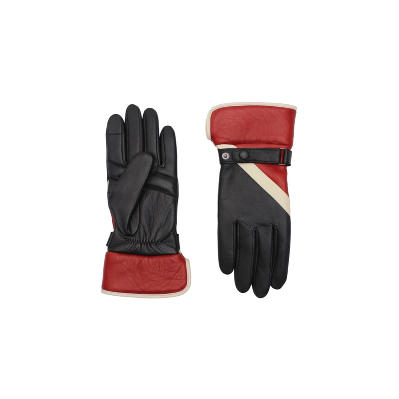 Gants Kenny Cuir Doublés Alpaga - Noir Tactile/Porcelaine/Cardinal - Homme