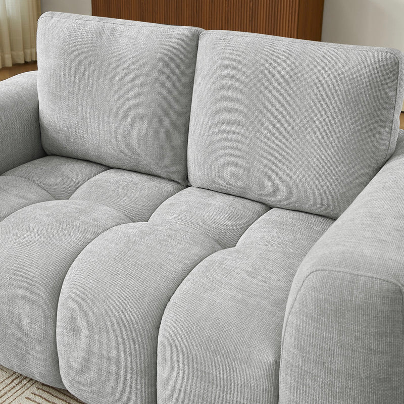 Canapé Droit Fixe - Kerea - 2 Places - Tissu Chenille - Gris