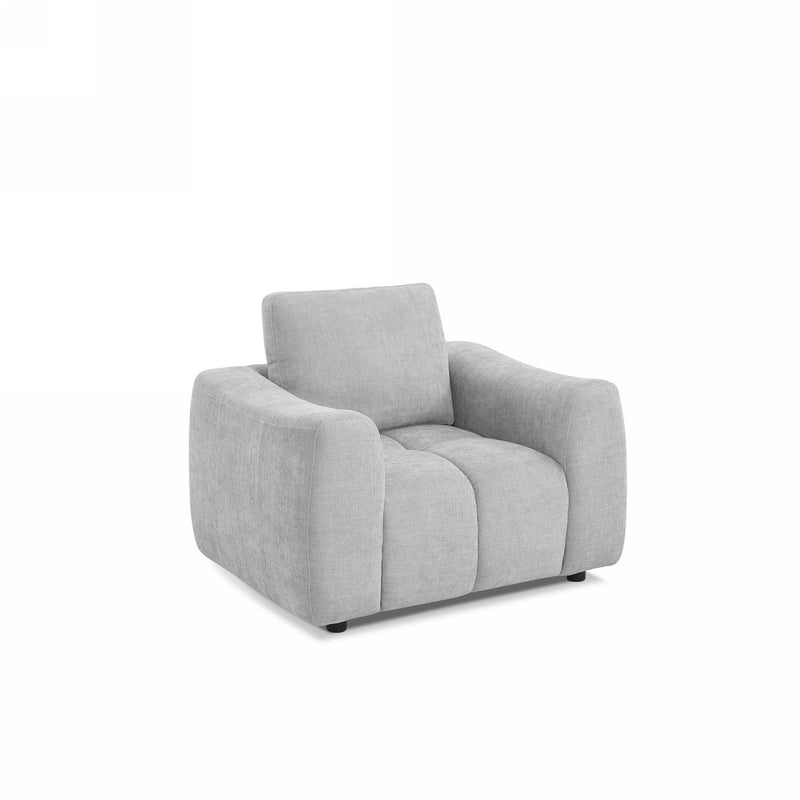 Fauteuil Fixe - Kerea - 1 Place - Tissu Chenille - Gris