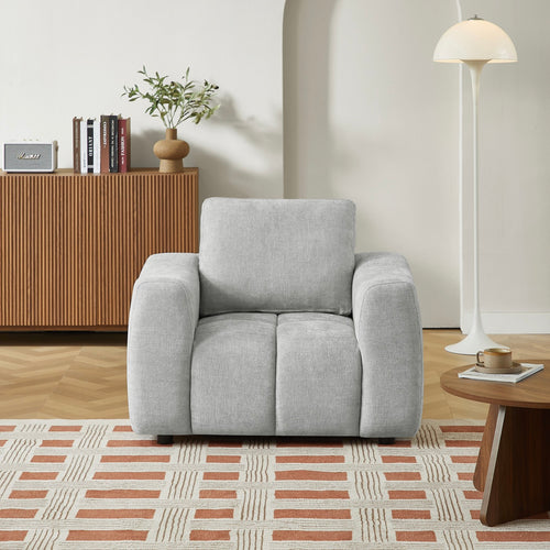 Fauteuil Fixe - Kerea - 1 Place - Tissu Chenille - Gris
