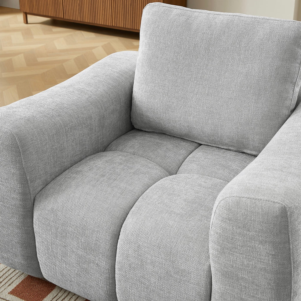 Kerea - Sillón fijo de 1 plaza - Tela chenilla gris