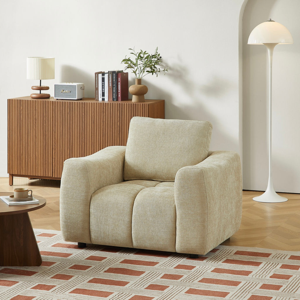 Kerea - Sillón fijo de 1 plaza - Tejido chenilla color topo