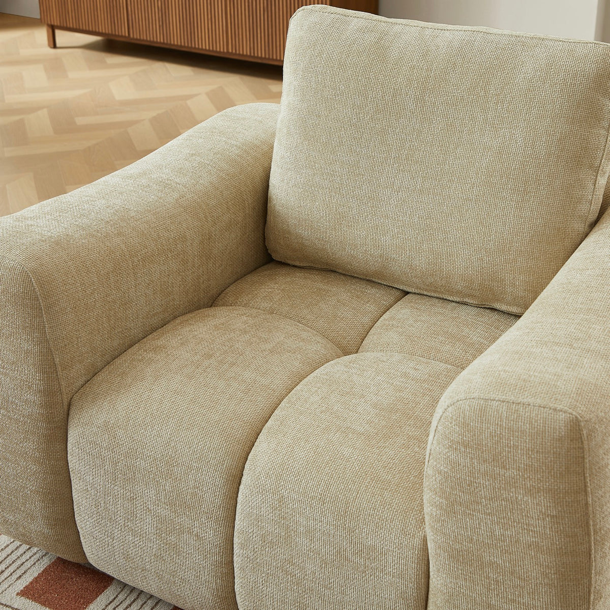 Kerea - Sillón fijo de 1 plaza - Tejido chenilla color topo