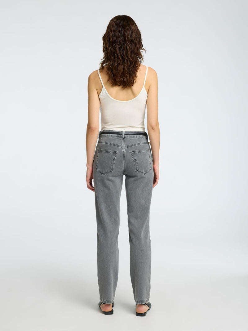 Jean Coupe Droite - Light Grey Denim - Femme