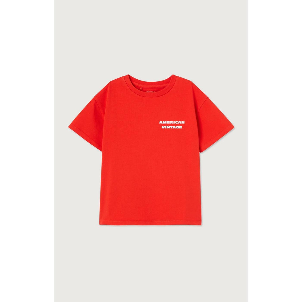 Straight-Cut Crew Neck Printed T-Shirt - Vintage Strawberry - Kids