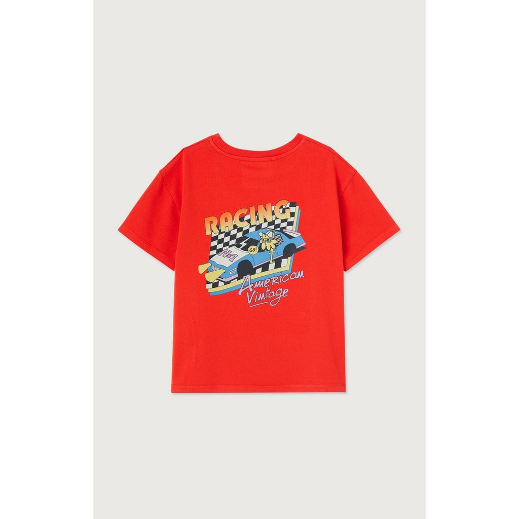 Straight-Cut Crew Neck Printed T-Shirt - Vintage Strawberry - Kids