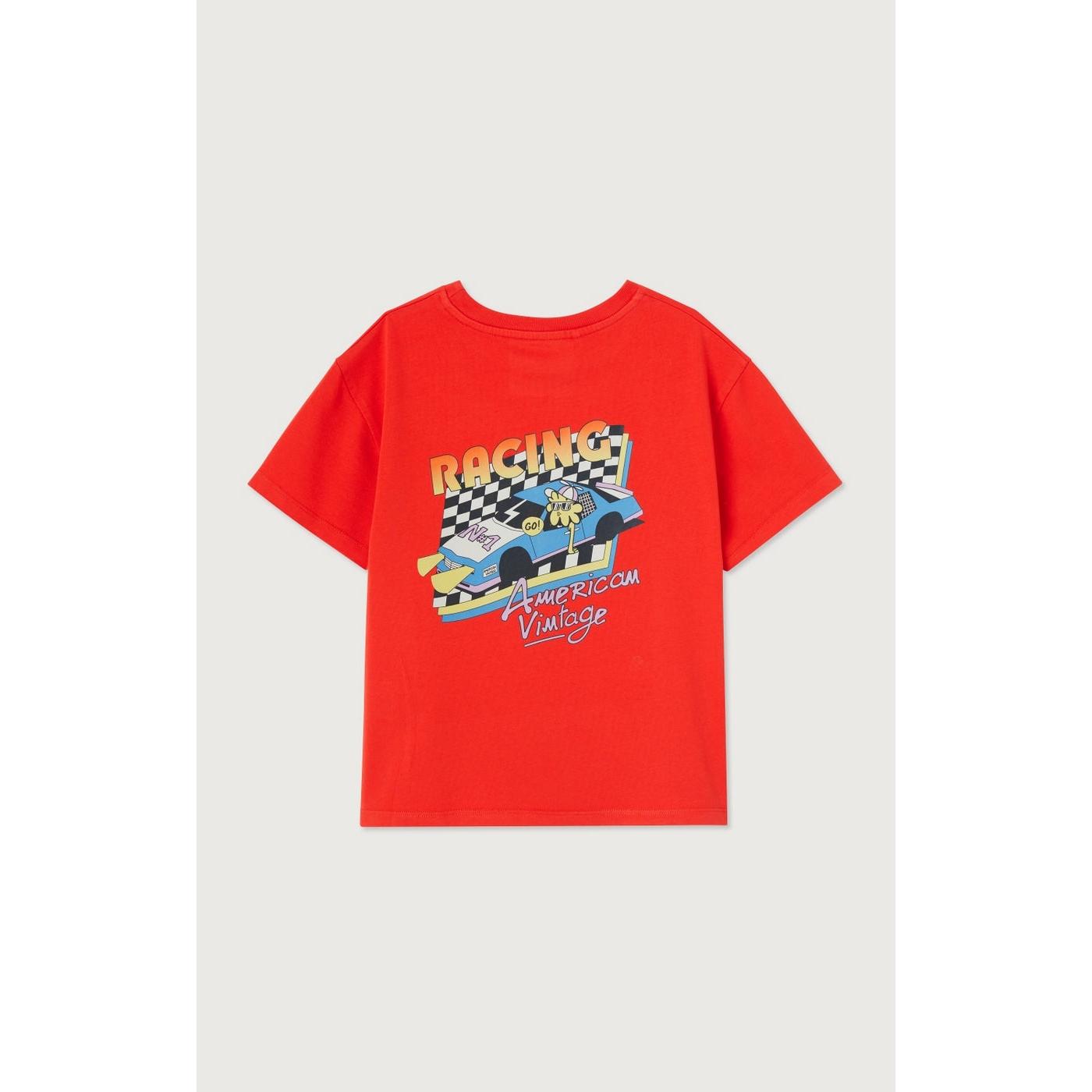 Straight-Cut Crew Neck Printed T-Shirt - Vintage Strawberry - Kids