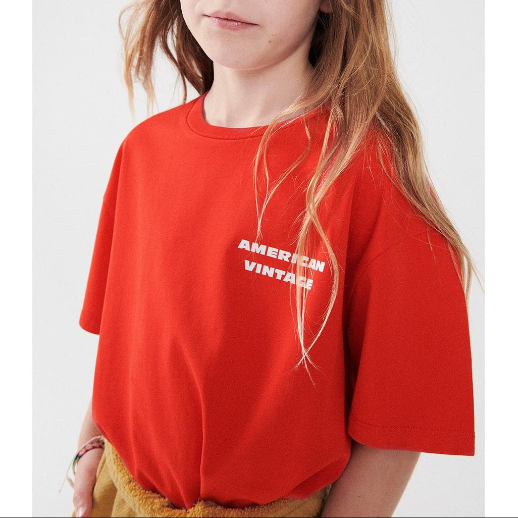 Straight-Cut Crew Neck Printed T-Shirt - Vintage Strawberry - Kids