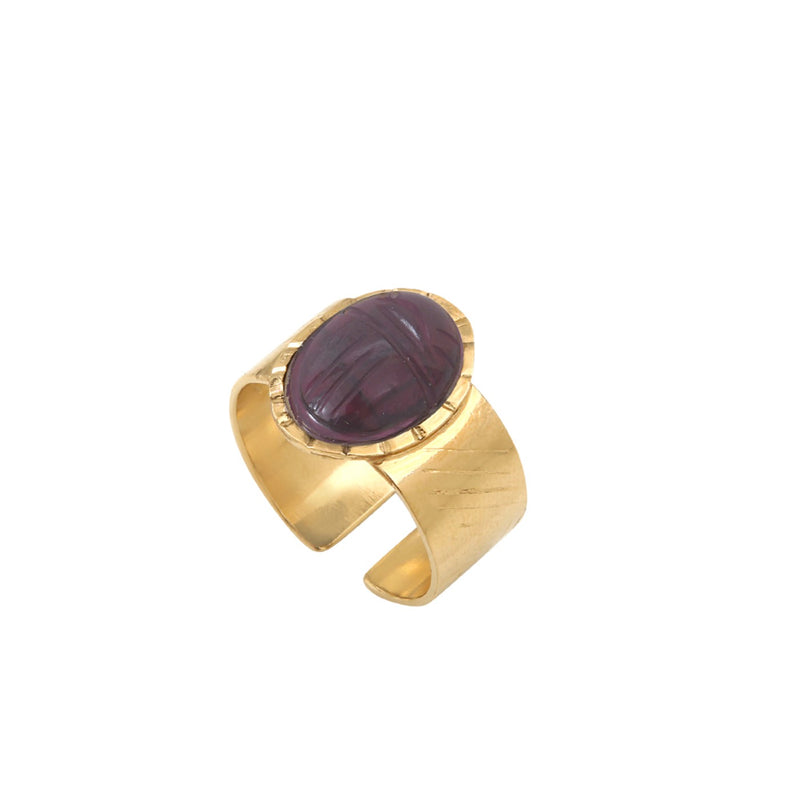 Bague Dorée Khepri Grenat