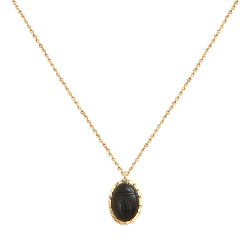 Collier Doré Khepri Onyx