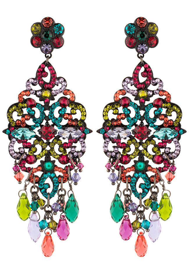 Pendientes Ovalados De Botón Chiara - Multicolor/Negro