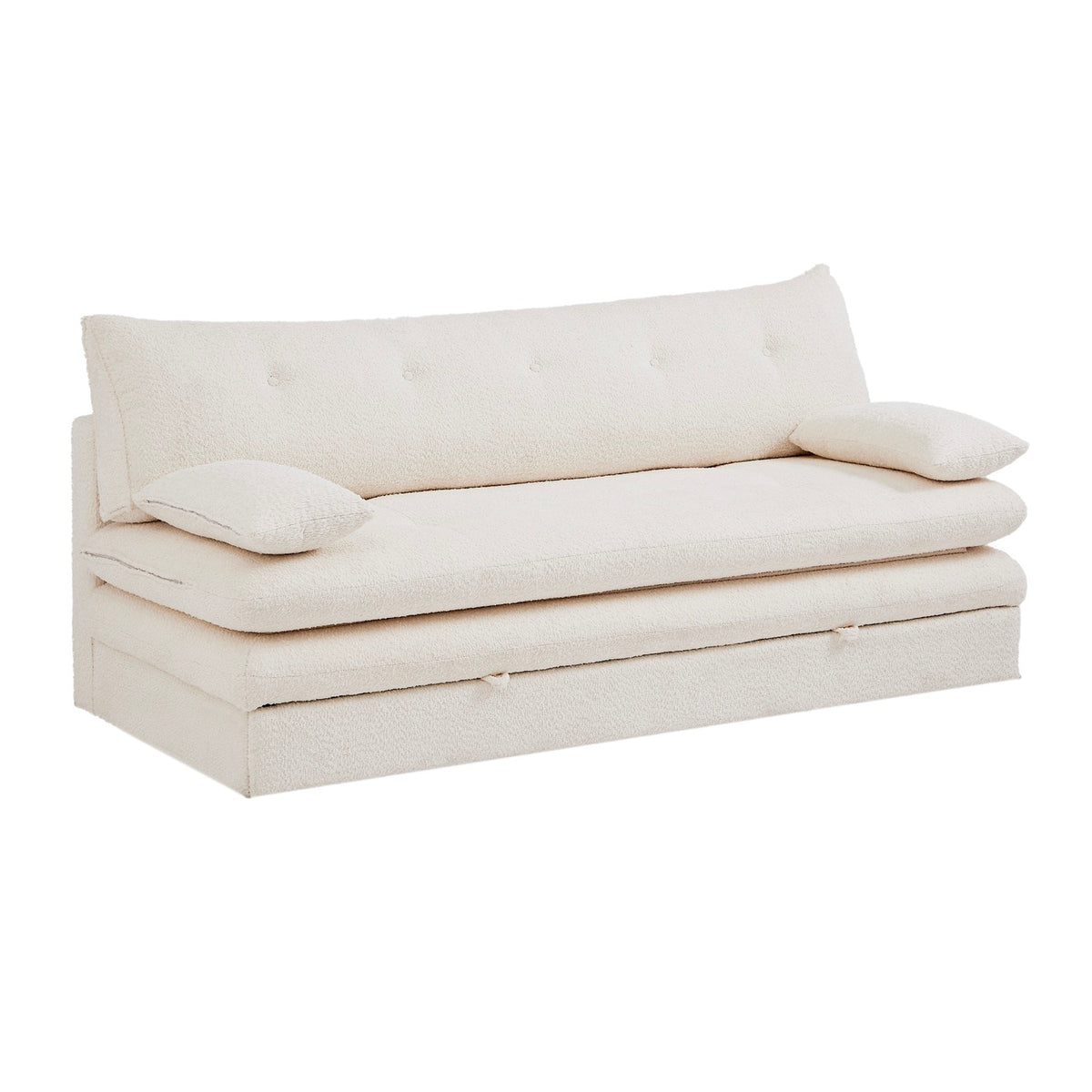 Kiara - Sofá cama de 3 plazas - Tela bouclé beige
