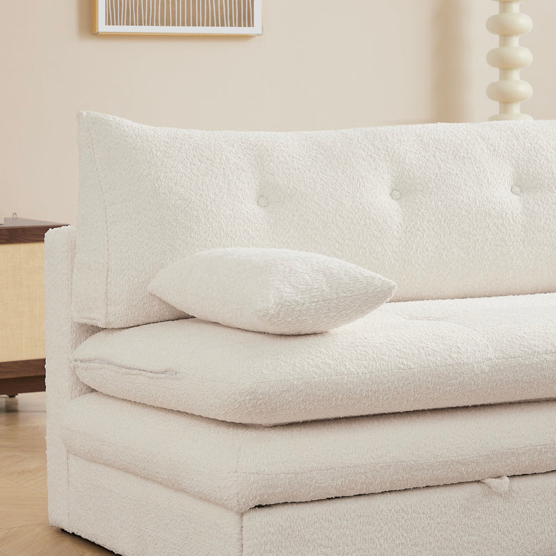 Banquette Convertible - Kiara - 3 Places - Tissu Bouclette - Beige