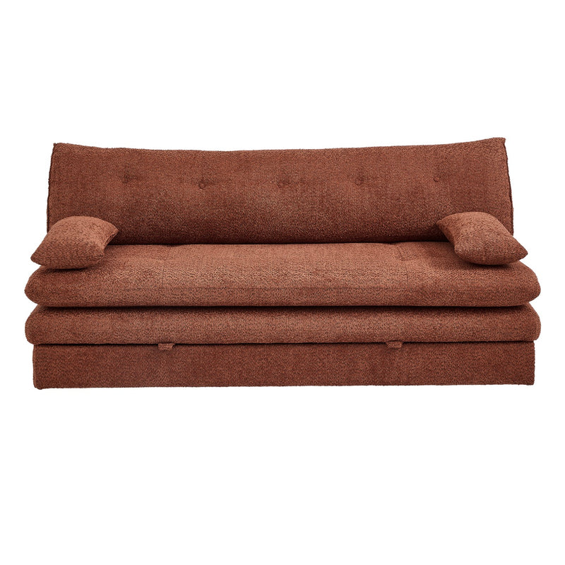Banquette Convertible - Kiara - 3 Places - Tissu Bouclette - Terracotta