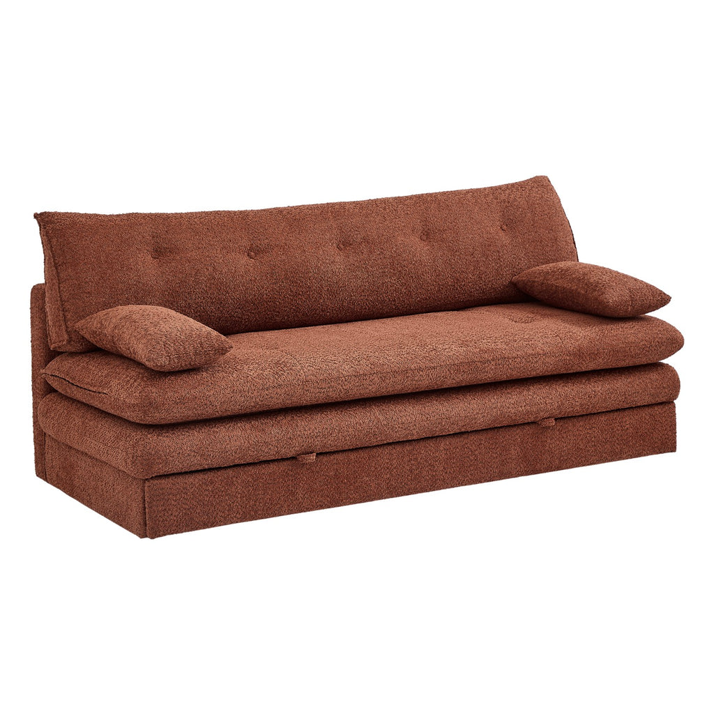 Kiara - Sofá cama de 3 plazas - Tejido bouclé terracota
