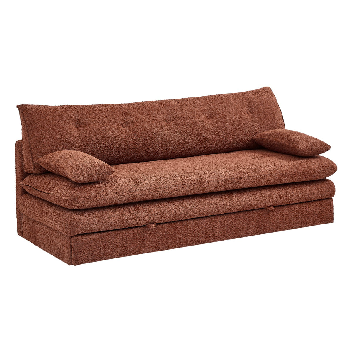 Kiara - Sofá cama de 3 plazas - Tejido bouclé terracota