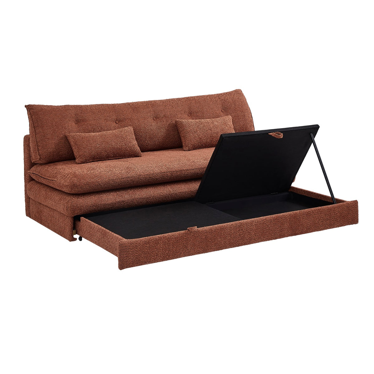 Kiara - Sofá cama de 3 plazas - Tejido bouclé terracota