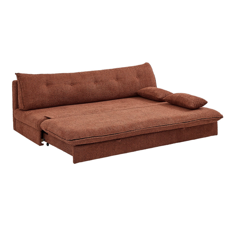Banquette Convertible - Kiara - 3 Places - Tissu Bouclette - Terracotta