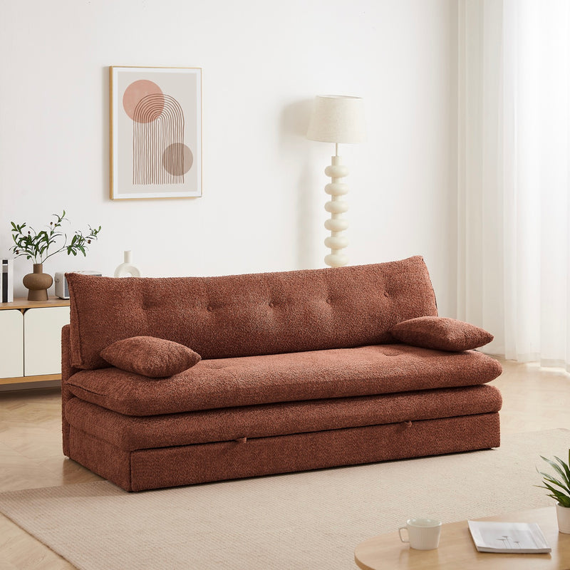 Banquette Convertible - Kiara - 3 Places - Tissu Bouclette - Terracotta