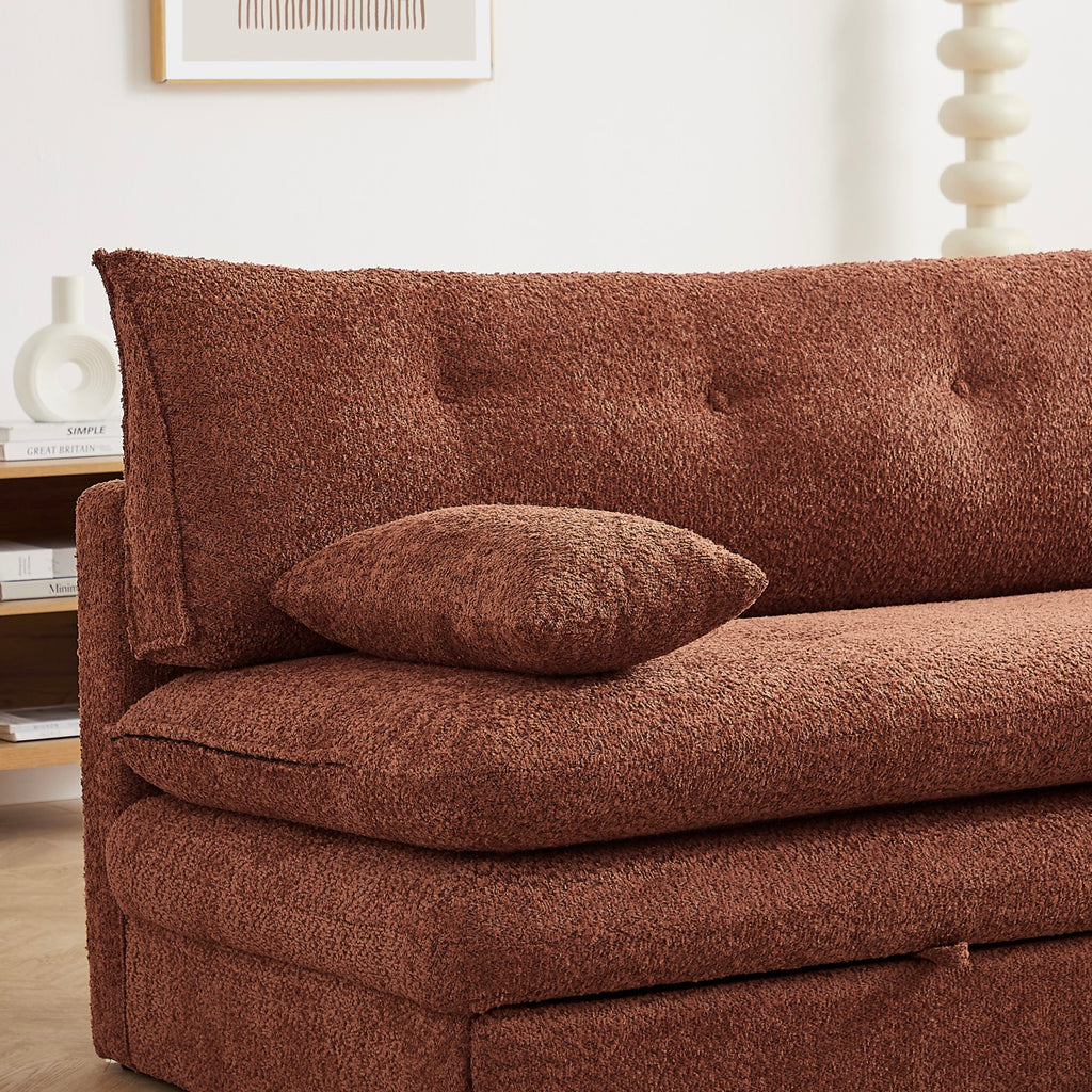 Kiara - Sofá cama de 3 plazas - Tejido bouclé terracota