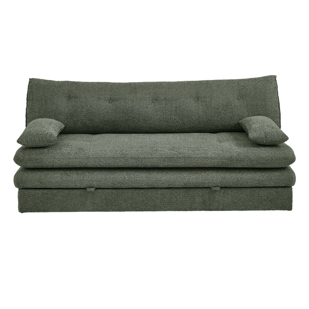 Kiara - 3-Seater Sofa Bed - Green Bouclé Fabric