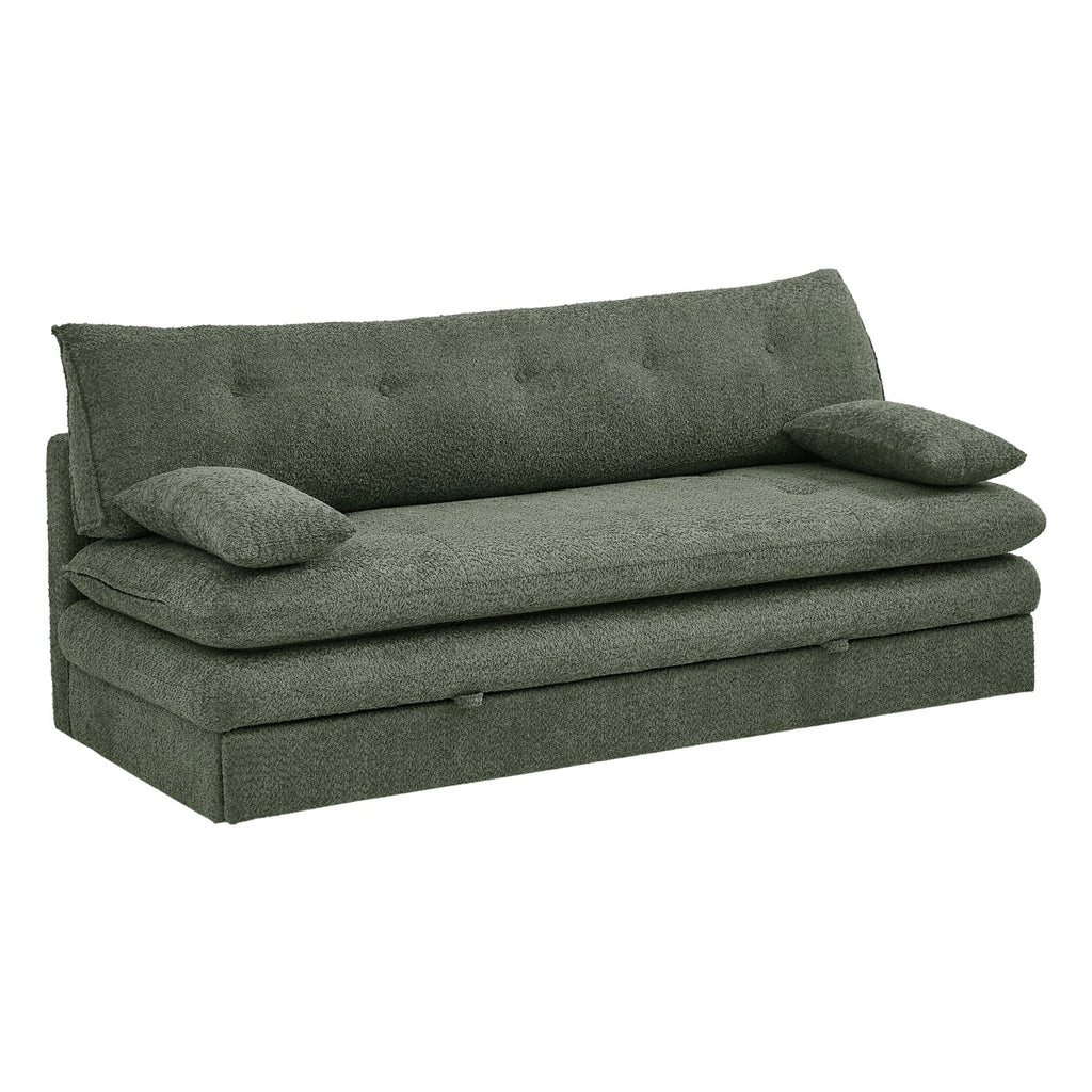 Kiara - 3-Seater Sofa Bed - Green Bouclé Fabric