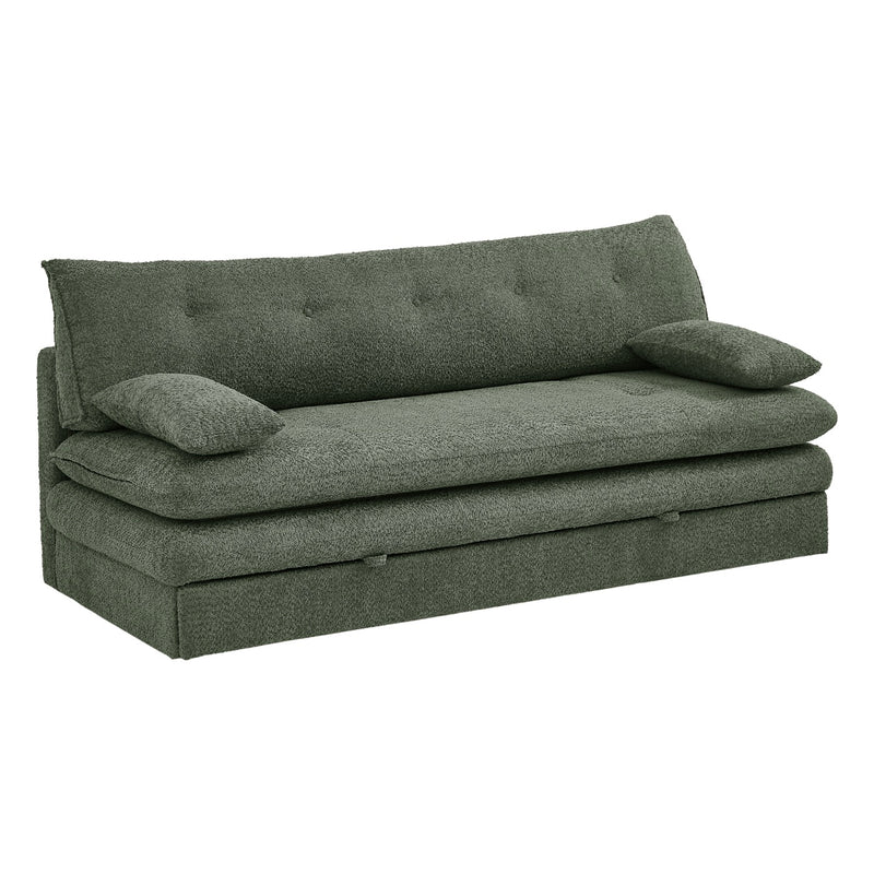 Banquette Convertible - Kiara - 3 Places - Tissu Bouclette - Vert