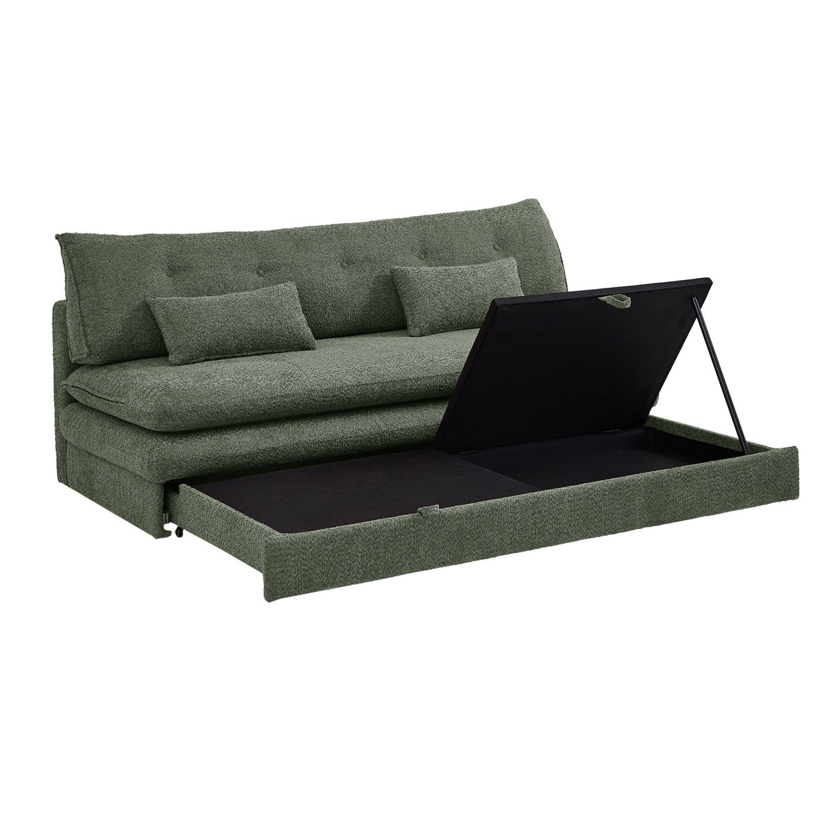 Kiara - 3-Seater Sofa Bed - Green Bouclé Fabric