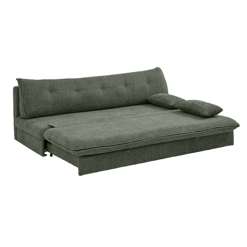 Banquette Convertible - Kiara - 3 Places - Tissu Bouclette - Vert