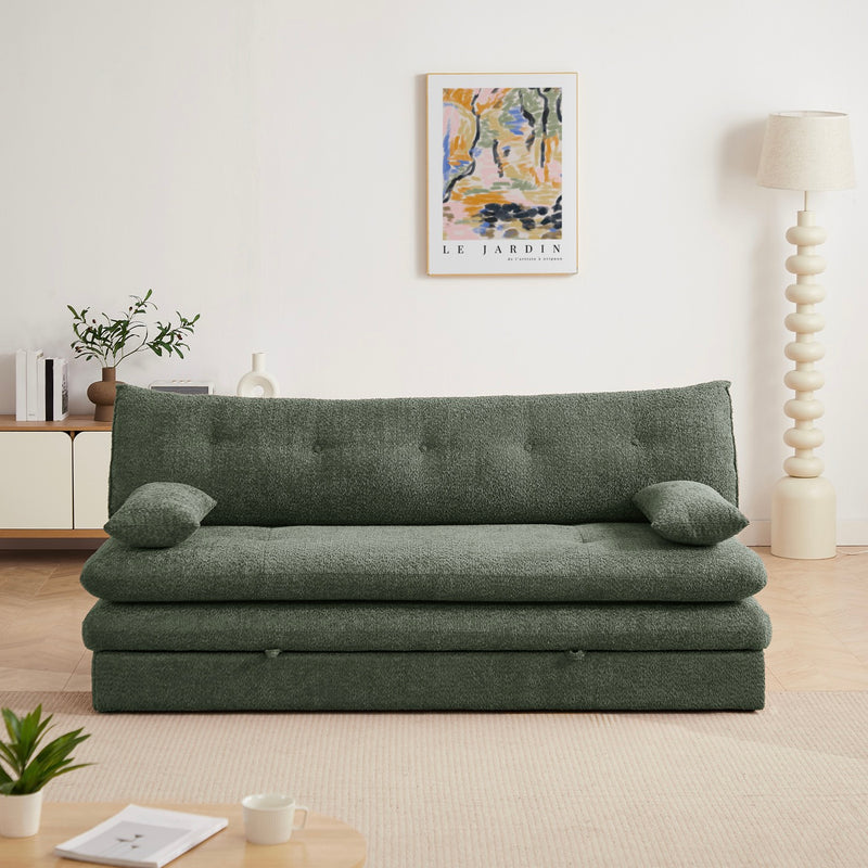 Banquette Convertible - Kiara - 3 Places - Tissu Bouclette - Vert