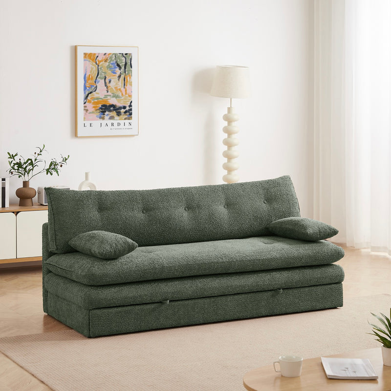 Banquette Convertible - Kiara - 3 Places - Tissu Bouclette - Vert