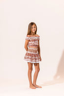 Kids Top Alba - Pink Waves Flowers - Poupette St Barth