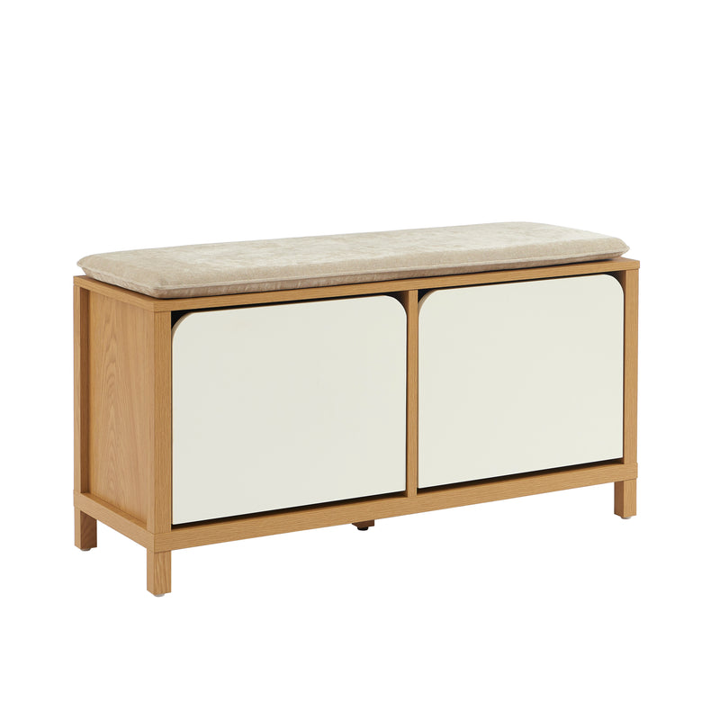 Banc À Chaussures - Kilda - Effet Chêne - Blanc