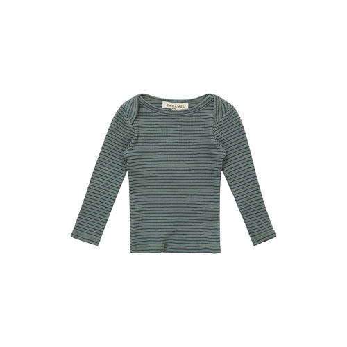 Top Kishon spruce/navy stripe - Sélection Caramel à retrouver sur amaetc.com, concept store eco friendly pour enfants