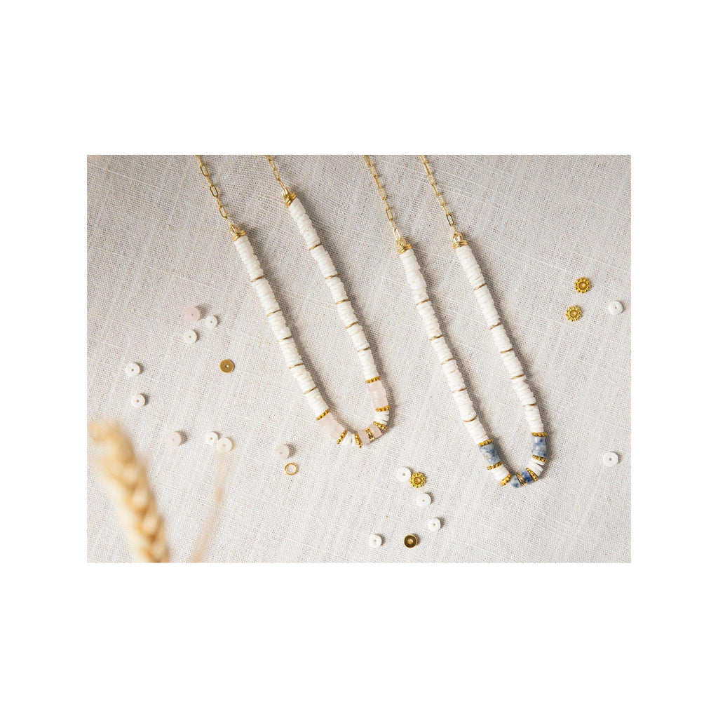 Diy Jewelry Kit - Mon Collier In Heishi Beads And Quartz