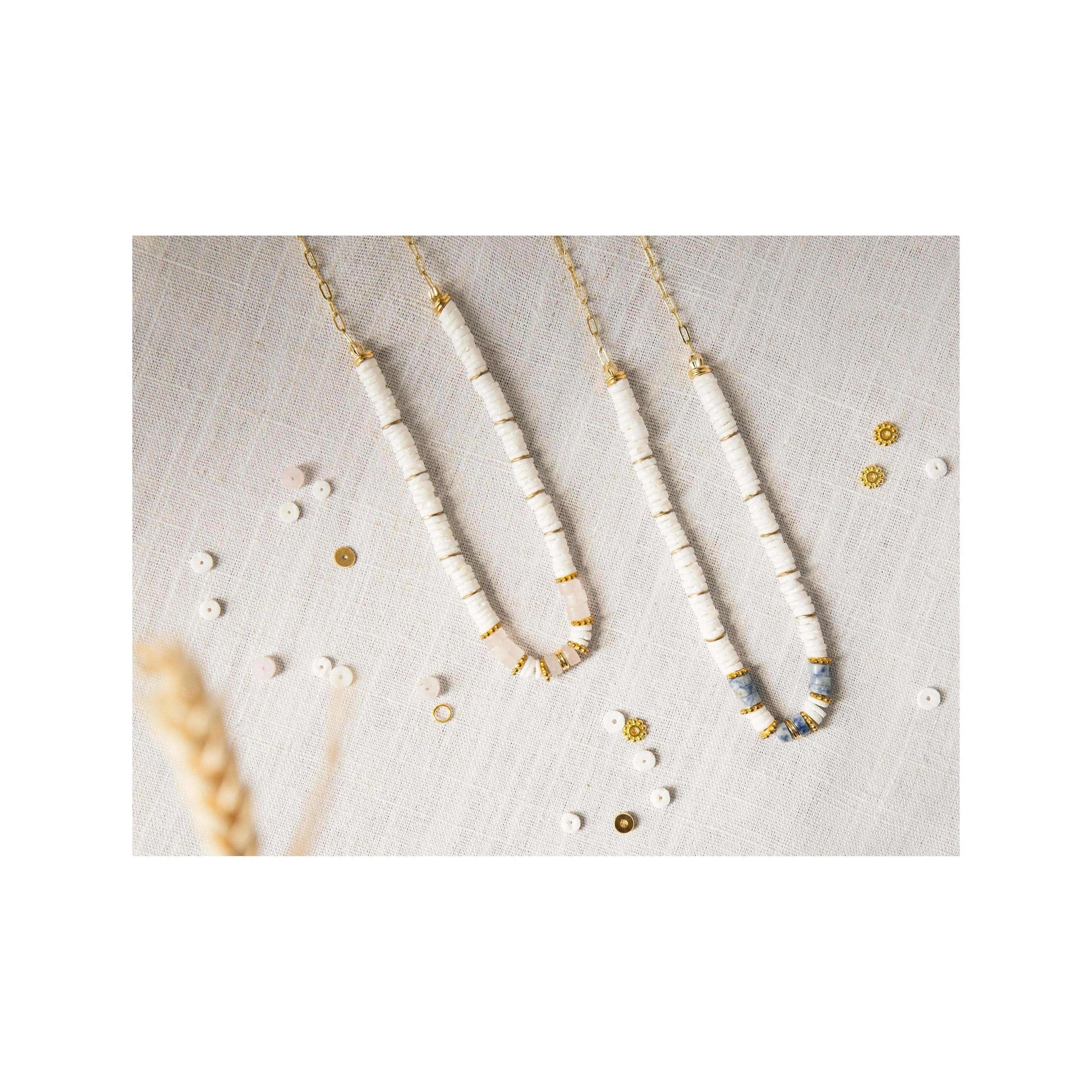 Diy Jewelry Kit - Mon Collier In Heishi Beads And Quartz