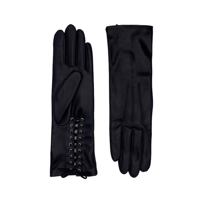 Gants Klara Cuir Doublés Soie - Noir Tactile - Femme